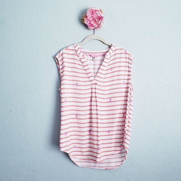 Joules Sleeveless Orange Striped Peach Blouse - Picture 1 of 6